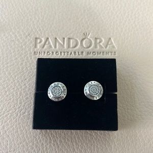 Pandora sterling silver cz signature earrings